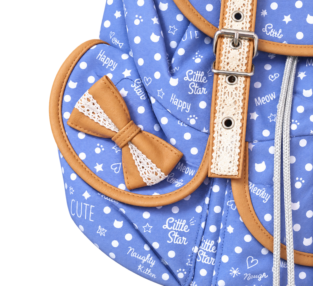 Vintage Heisei Retro Blue Happy Kitten Backpack