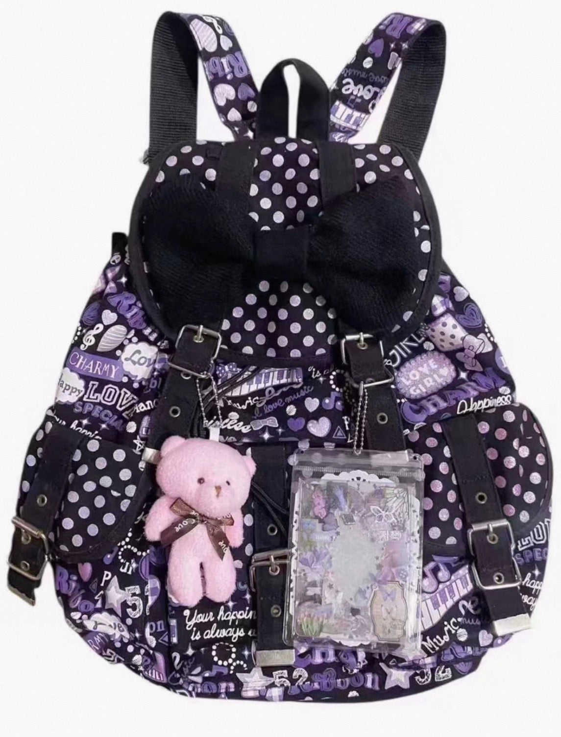 Polka Dot Bow Backpack Heisei Retro "Charmy Love"