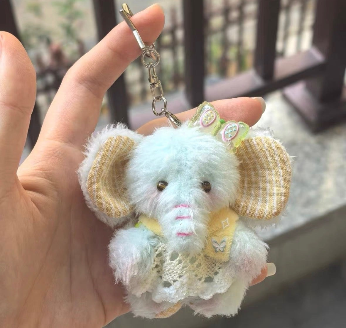 Mint Mango Jointed Baby Elephant Handmade Plush