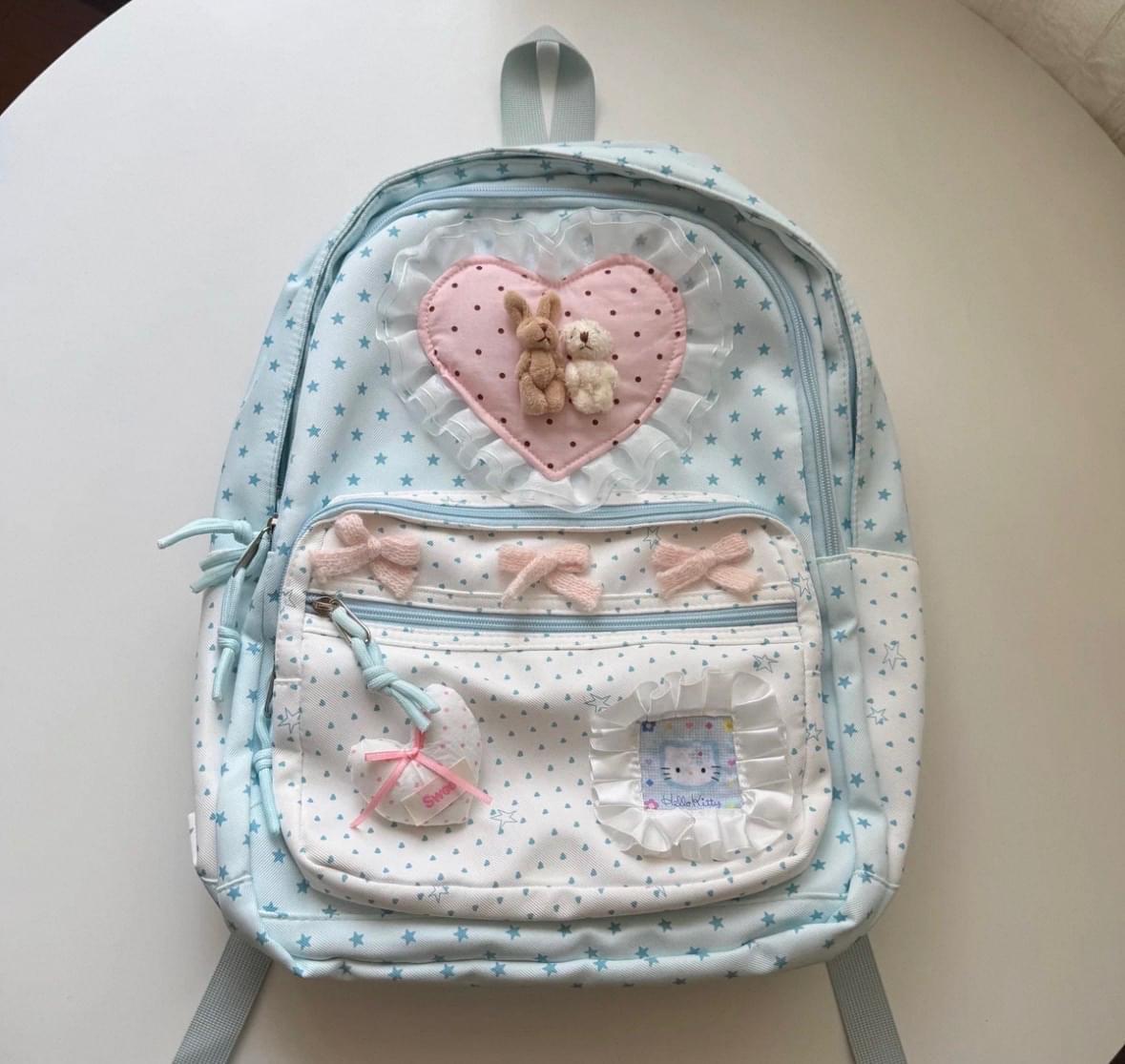 Polka Dots Blue Heart Bears Backpack.