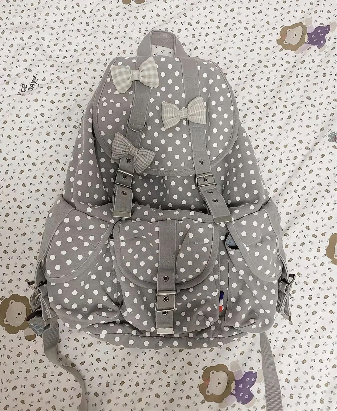 Polka Dots Grey Backpack RARE colourway.