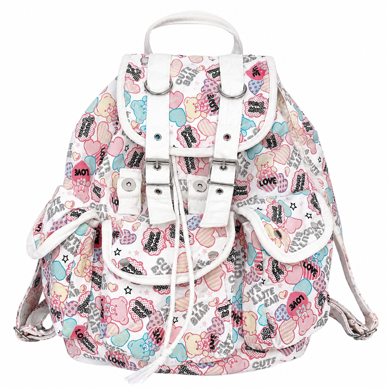 Vintage Heisei Retro RARE Love Bear Print Backpack