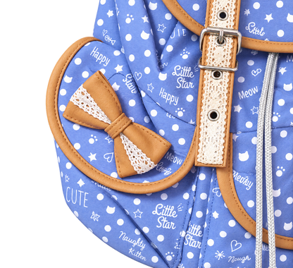 Vintage Heisei Retro Blue Happy Kitten Backpack