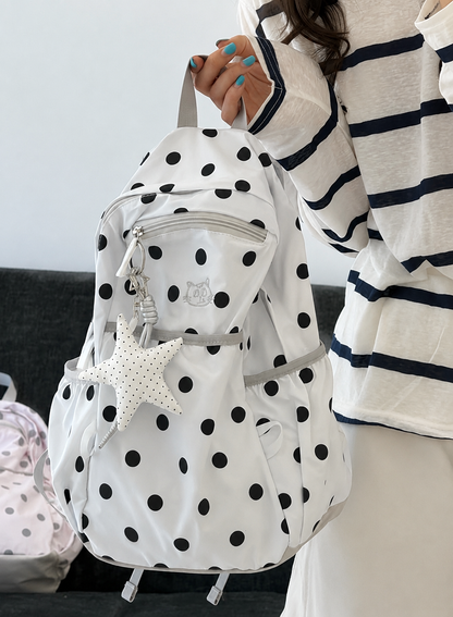 Simple Plain Kitten Polka Dots Backpack