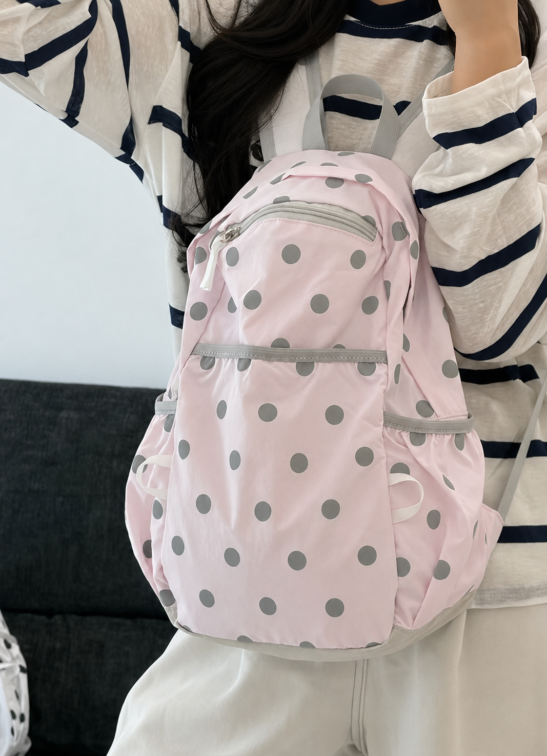 Simple Plain Kitten Polka Dots Backpack