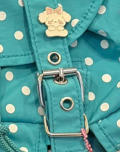 2000's Vintage Style Mint Green Teal Polka Dots Backpack