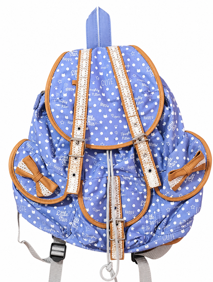 Vintage Heisei Retro Blue Happy Kitten Backpack