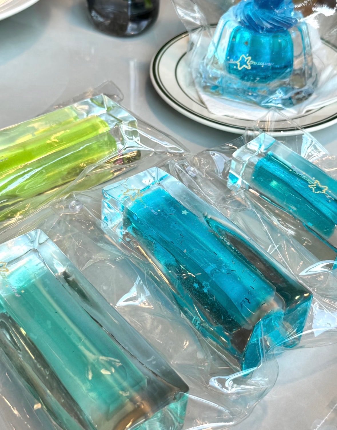 Long Cubed Aqua Filled Squishy.