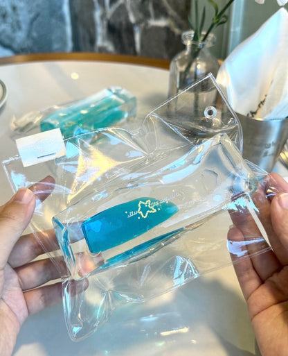Long Cubed Aqua Filled Squishy.