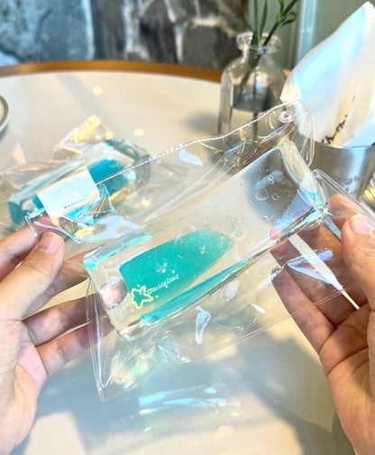 Long Cubed Aqua Filled Squishy.