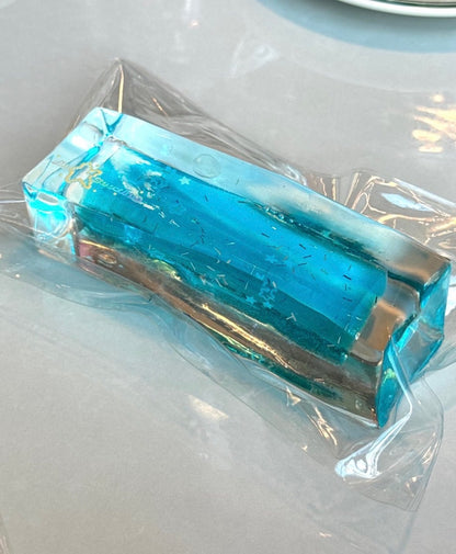 Long Cubed Aqua Filled Squishy.