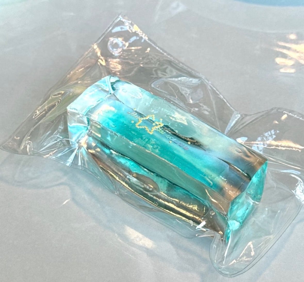 Long Cubed Aqua Filled Squishy.