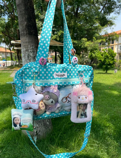 Mint Green & Turquoise Polka Dots Shoulder Bag.