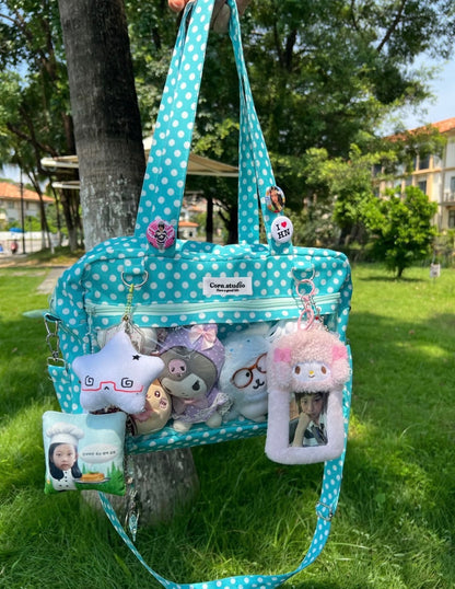 Mint Green & Turquoise Polka Dots Shoulder Bag.