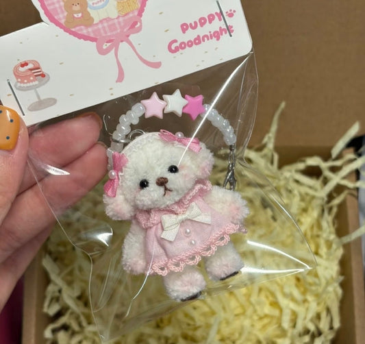 Maltese Puppy Handmade Keychain Charm.
