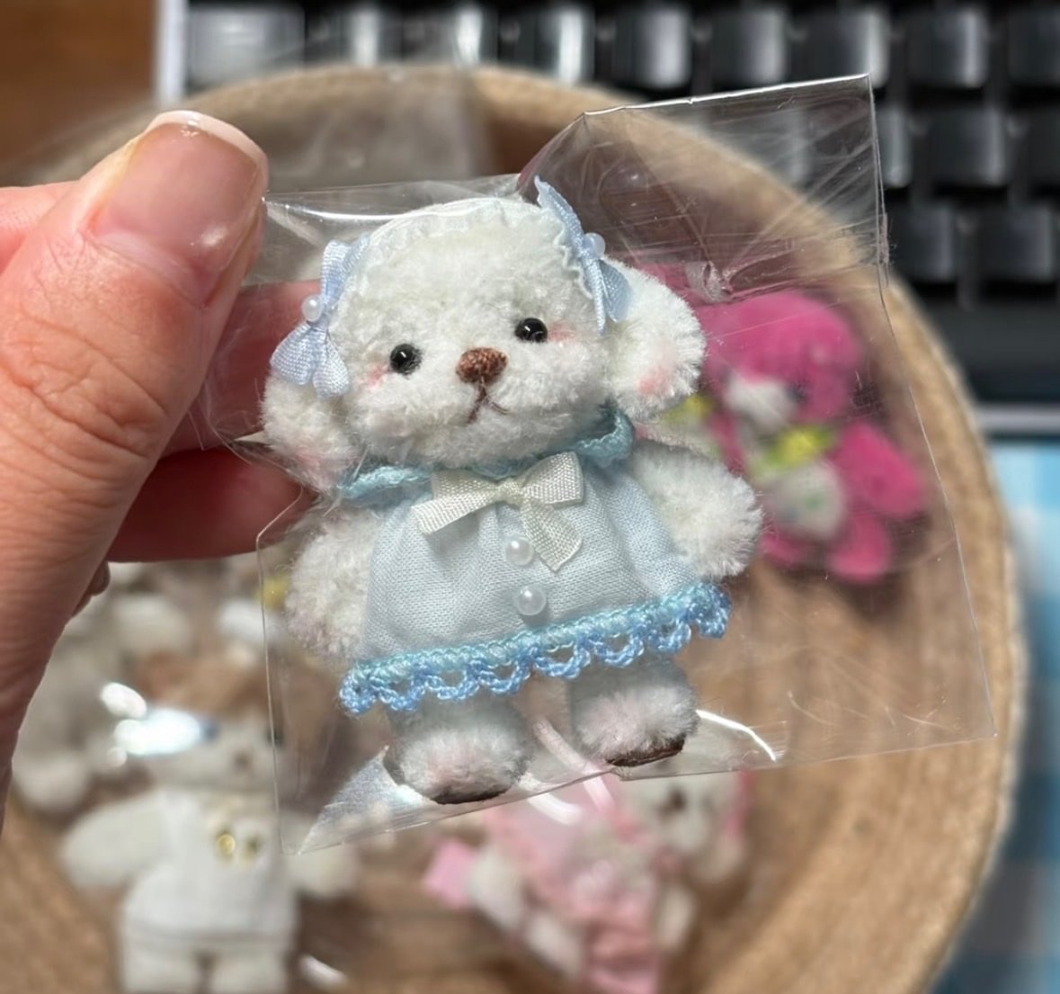 Maltese Puppy Handmade Keychain Charm.