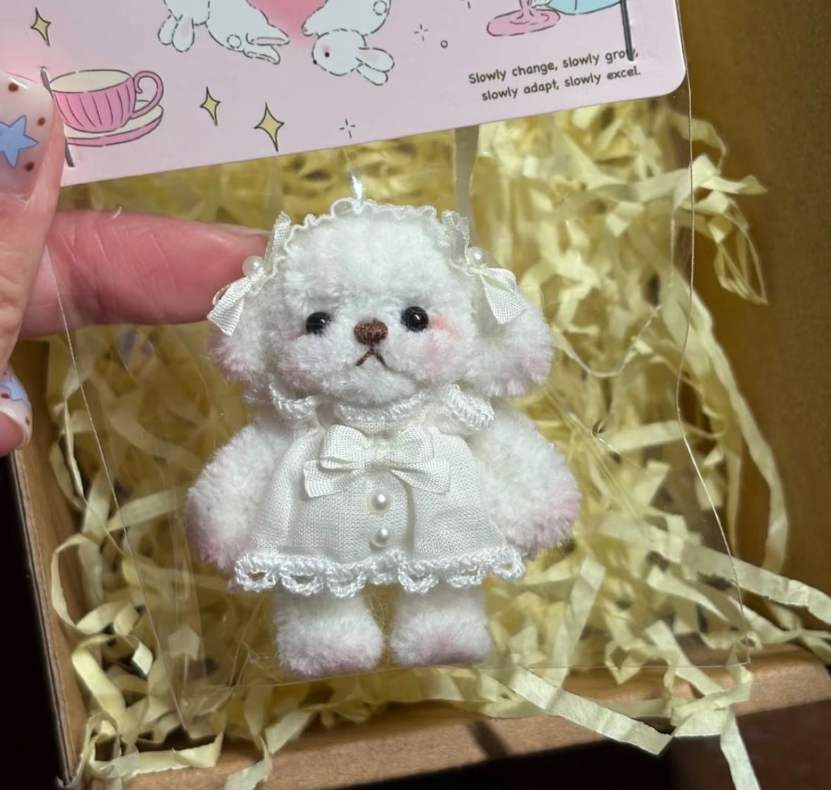 Maltese Puppy Handmade Keychain Charm.