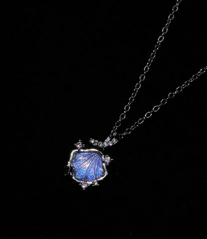 Seashell Purple-Blue Gradient Silver Plated Necklace.