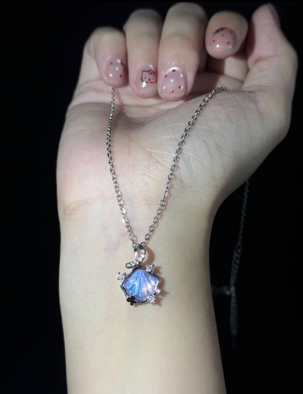 Seashell Purple-Blue Gradient Silver Plated Necklace.