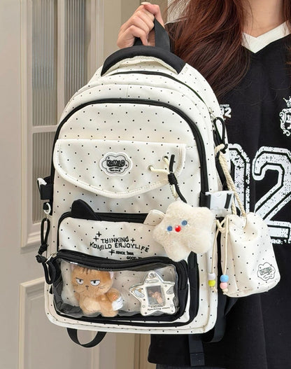 땡땡이 파란색 하트 곰돌이 백팩