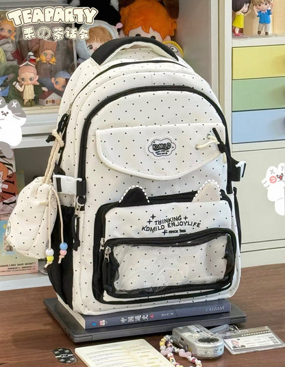 땡땡이 파란색 하트 곰돌이 백팩