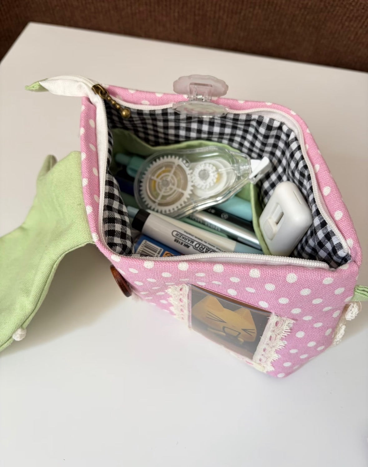 Strawberry Patch Heisei Retro Original Handmade Pencil Case