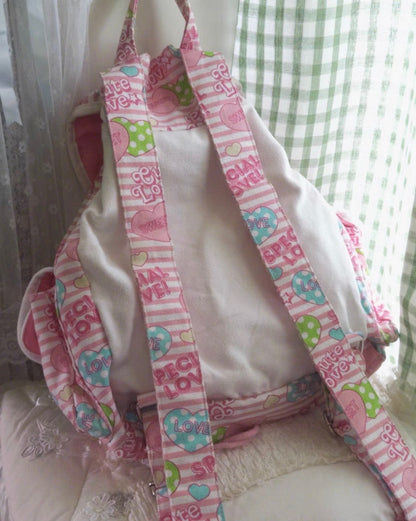 Special Love Heart Stripe Vintage Heisei Retro Backpack