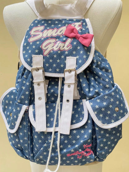 Smart Girl Denim Star Vintage Backpack