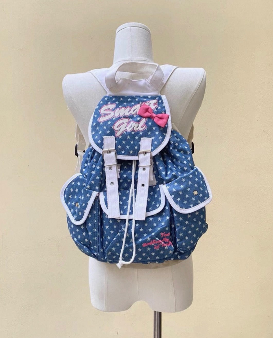 Smart Girl Denim Star Vintage Backpack