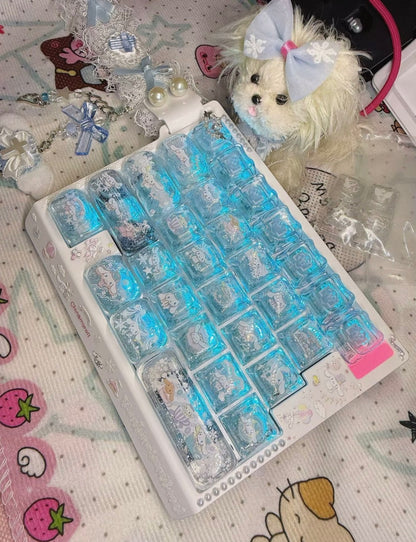 Cinnamoroll Snowflake Resin Custom One-Handed Keyboard Set