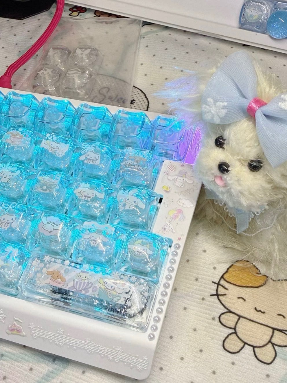 Cinnamoroll Snowflake Resin Custom One-Handed Keyboard Set