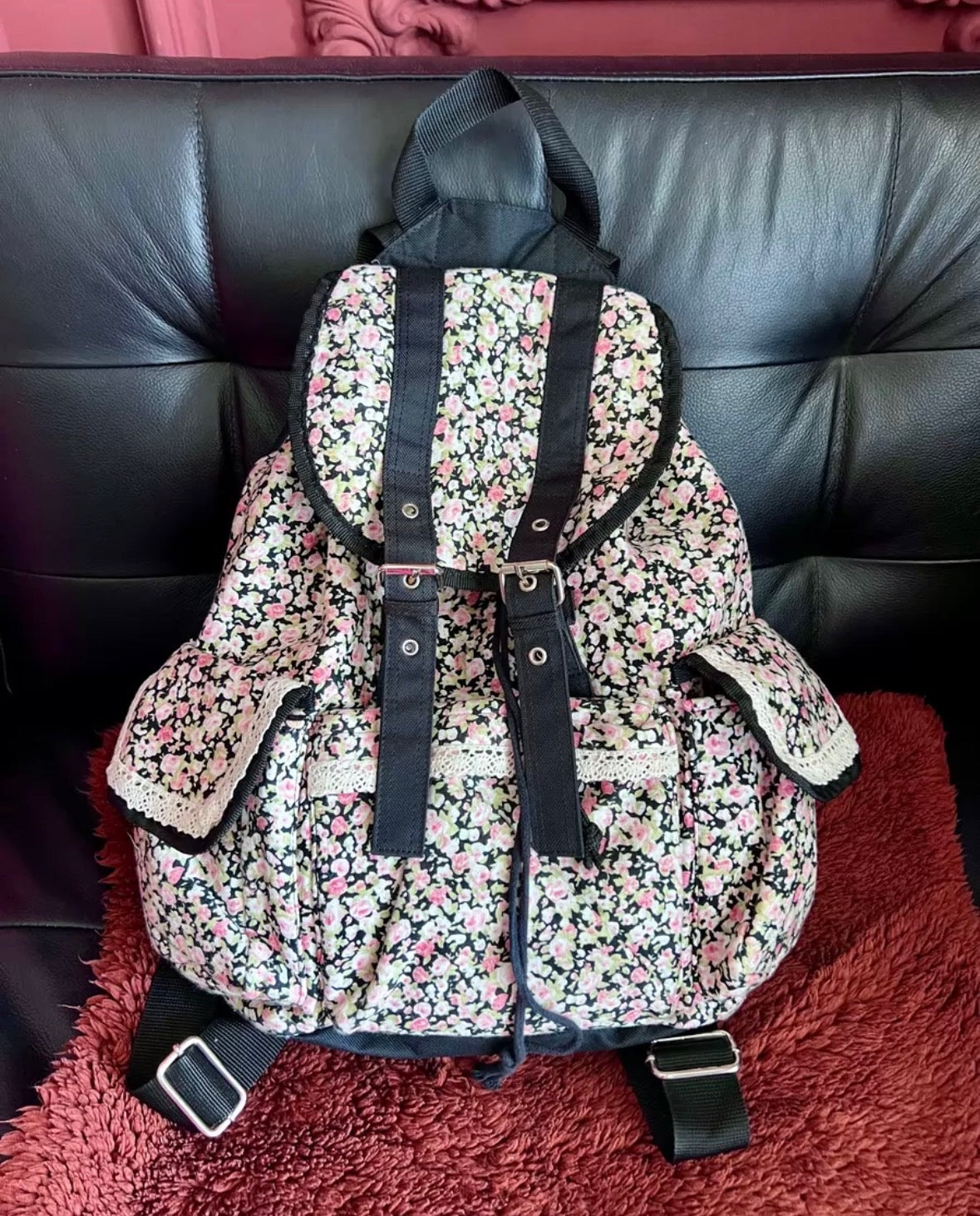 Vintage Heisei Retro Flower Pot Mori Kei Backpack