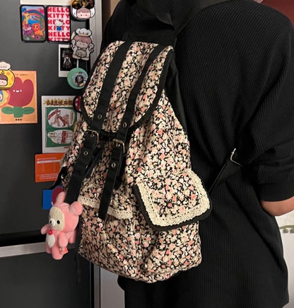 Vintage Heisei Retro Flower Pot Mori Kei Backpack