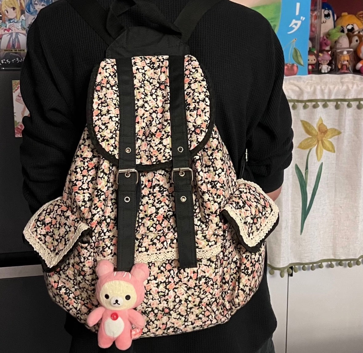 Vintage Heisei Retro Flower Pot Mori Kei Backpack