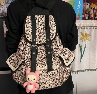 Vintage Heisei Retro Flower Pot Mori Kei Backpack