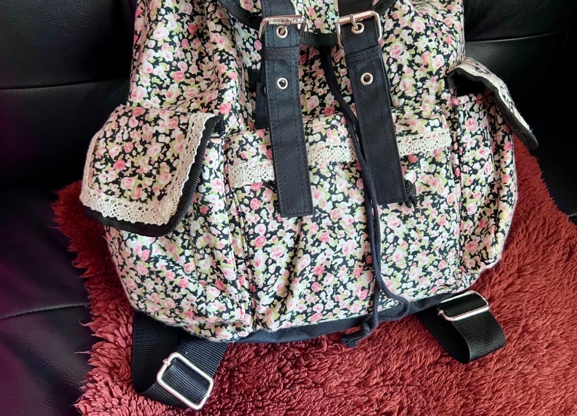 Vintage Heisei Retro Flower Pot Mori Kei Backpack