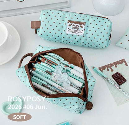 RosyPosy Choco & Mint Polka Dots Pencil Case