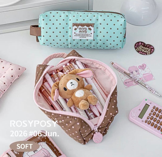 RosyPosy Choco & Mint Polka Dots Pencil Case