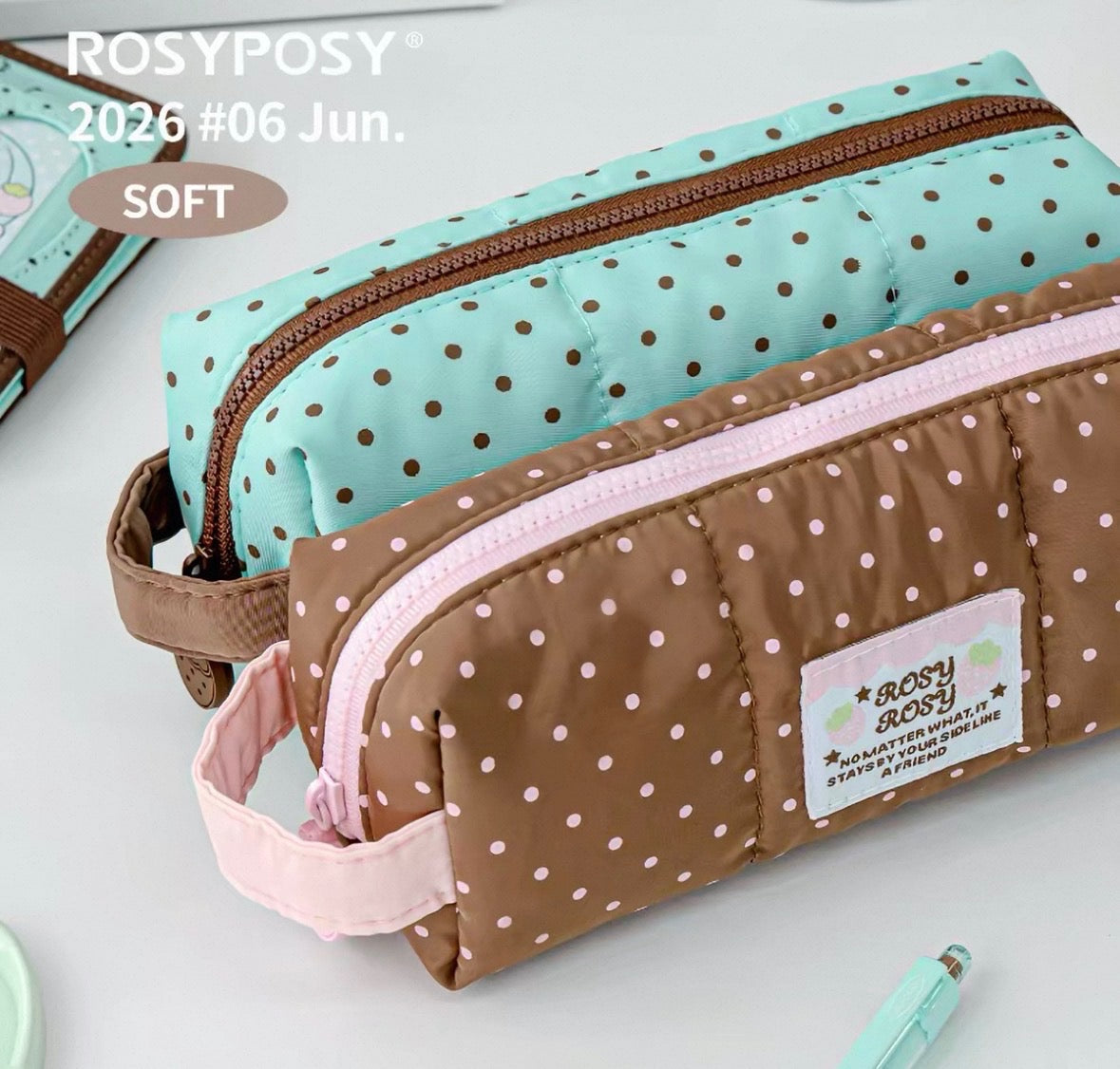 RosyPosy Choco & Mint Polka Dots Pencil Case