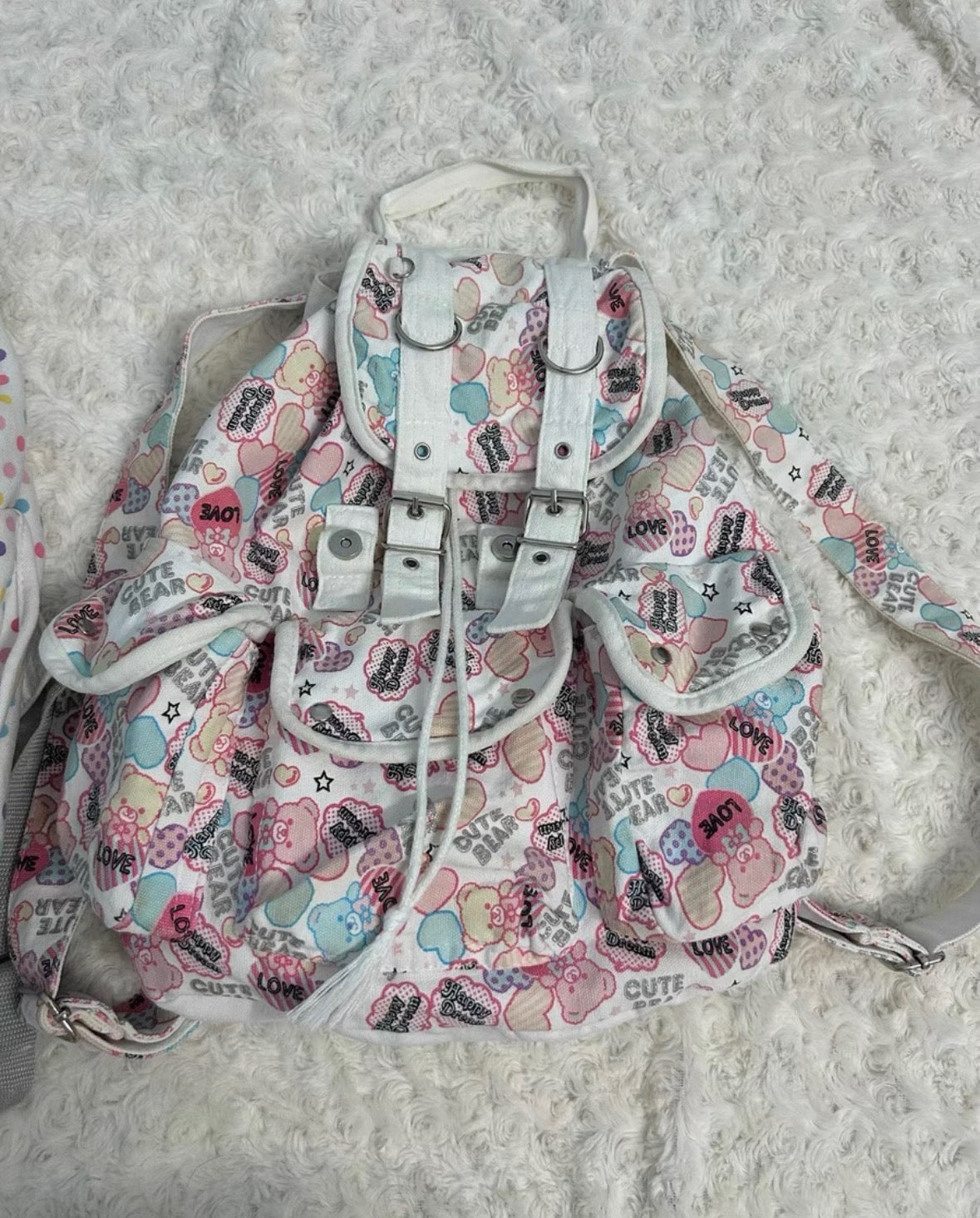 Vintage Heisei Retro RARE Love Bear Print Backpack