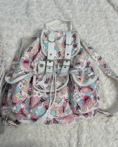 Vintage Heisei Retro RARE Love Bear Print Backpack