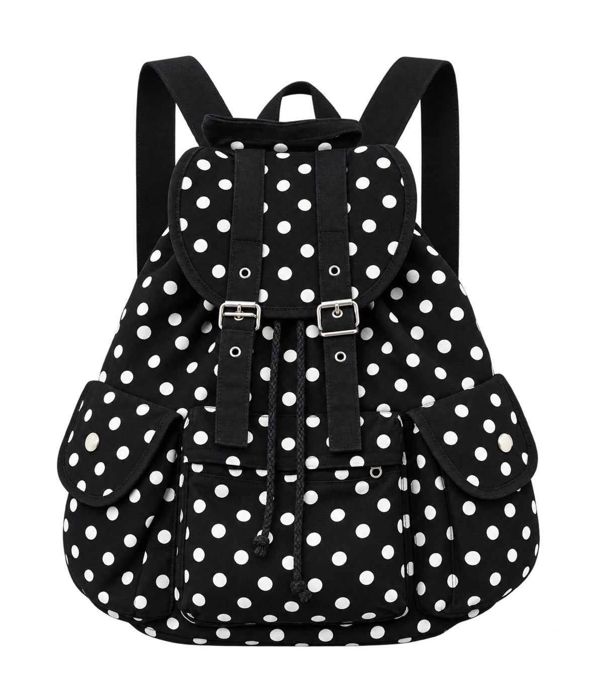 Vintage Heisei Retro Black Polka Dots Backpack