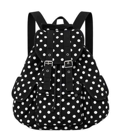 Vintage Heisei Retro Black Polka Dots Backpack