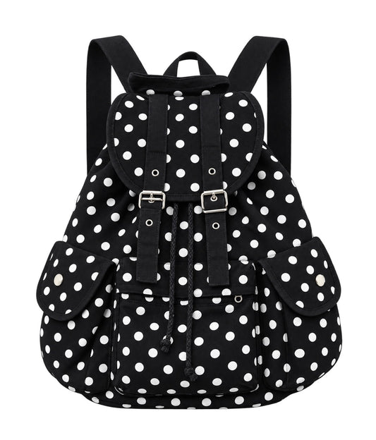 Vintage Heisei Retro Black Polka Dots Backpack