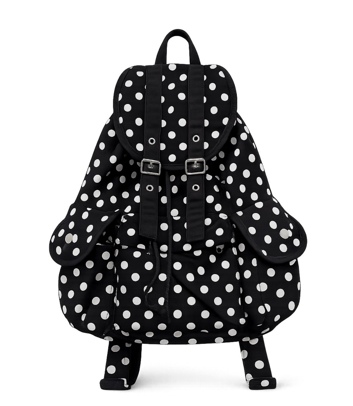 Vintage Heisei Retro Black Polka Dots Backpack
