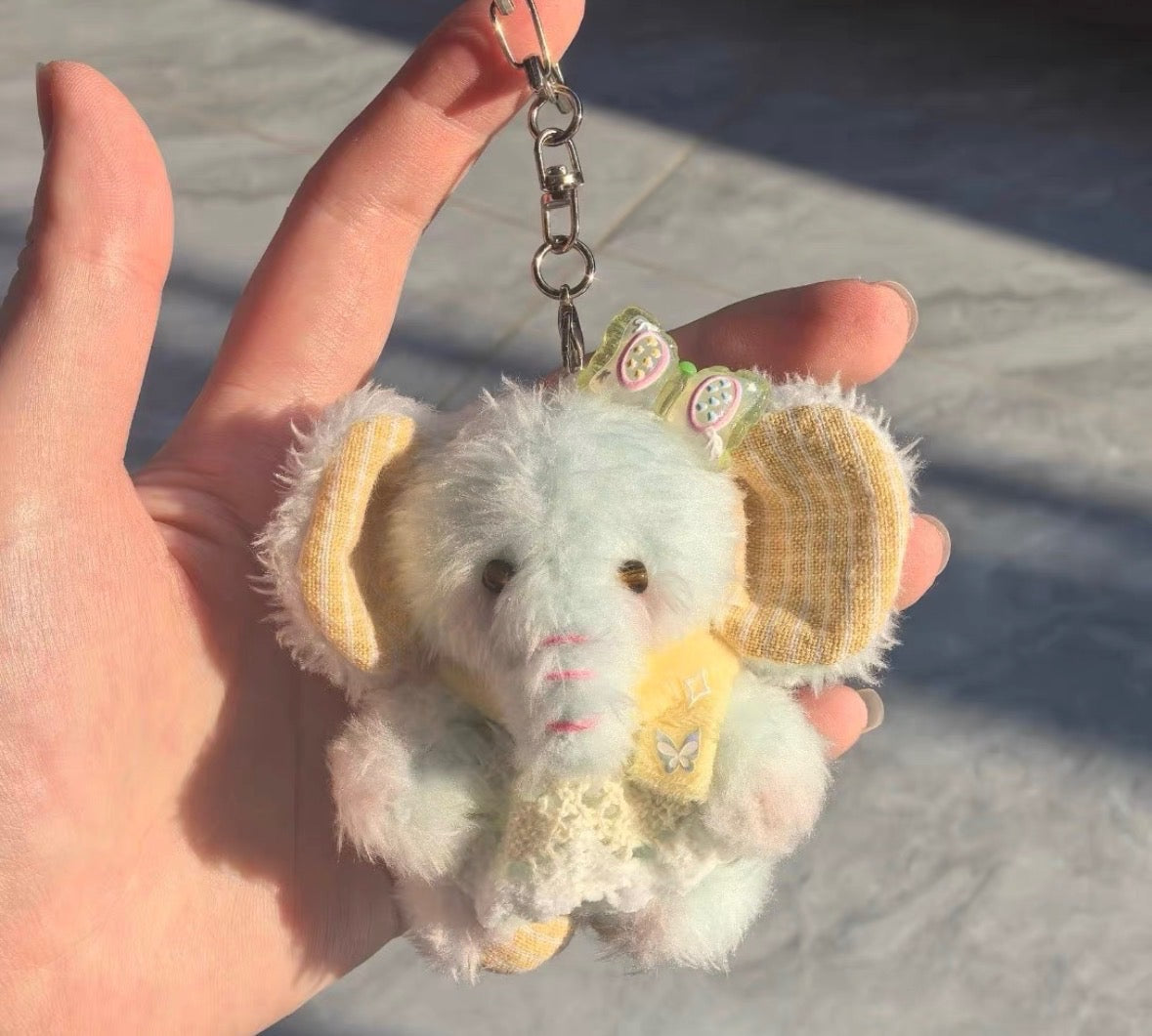 Mint Mango Jointed Baby Elephant Handmade Plush
