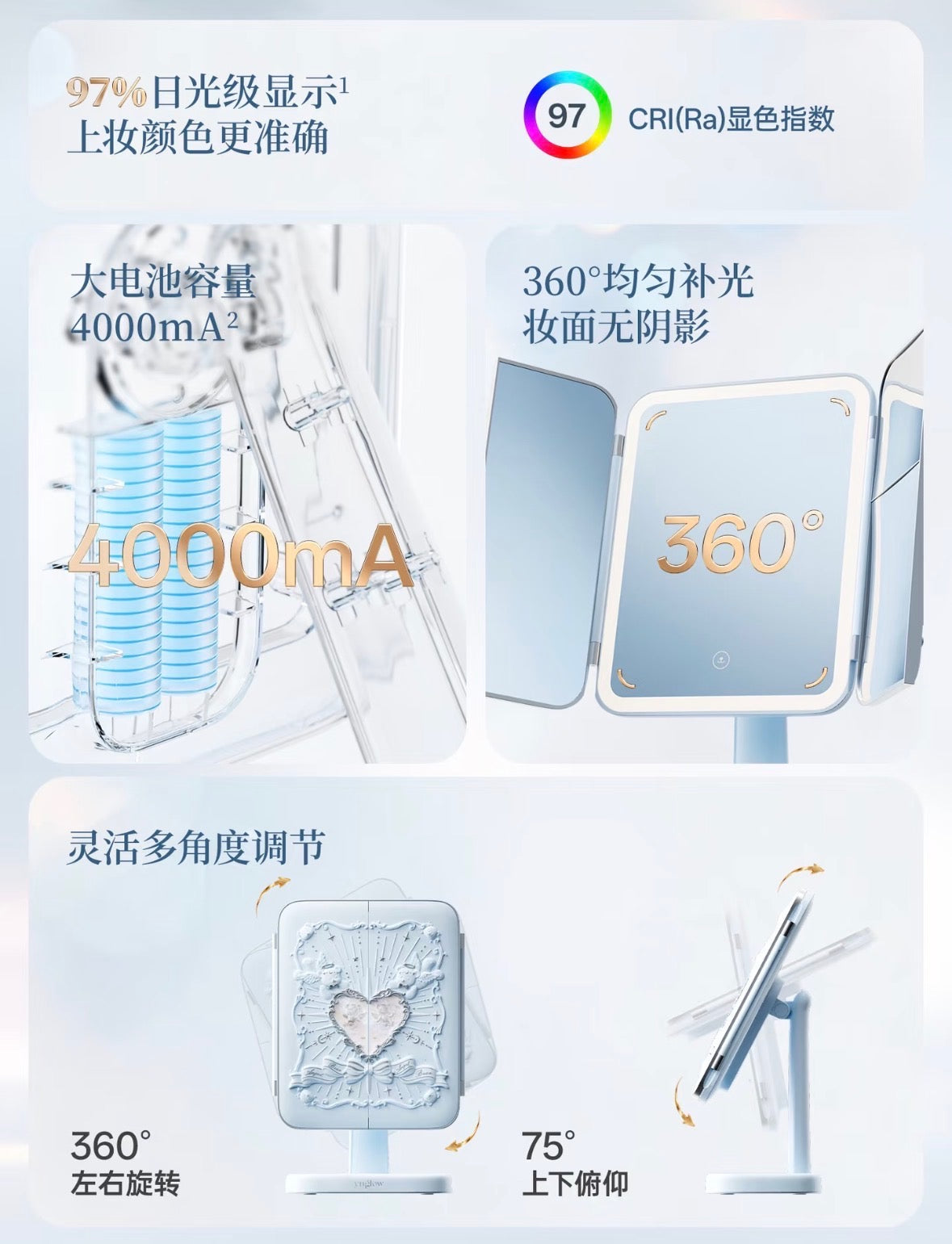 Yuguang Angel Bear LED Makeup Mirror Pro