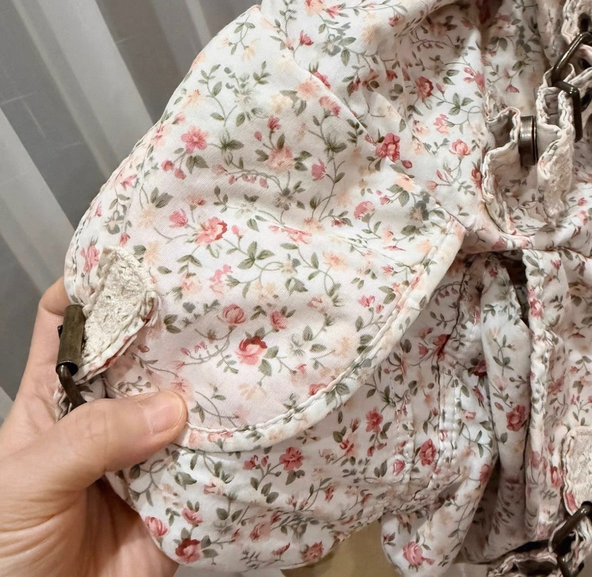 Vintage Heisei Retro Floral Patten With Lace Backpack