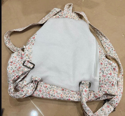 Vintage Heisei Retro Floral Patten With Lace Backpack