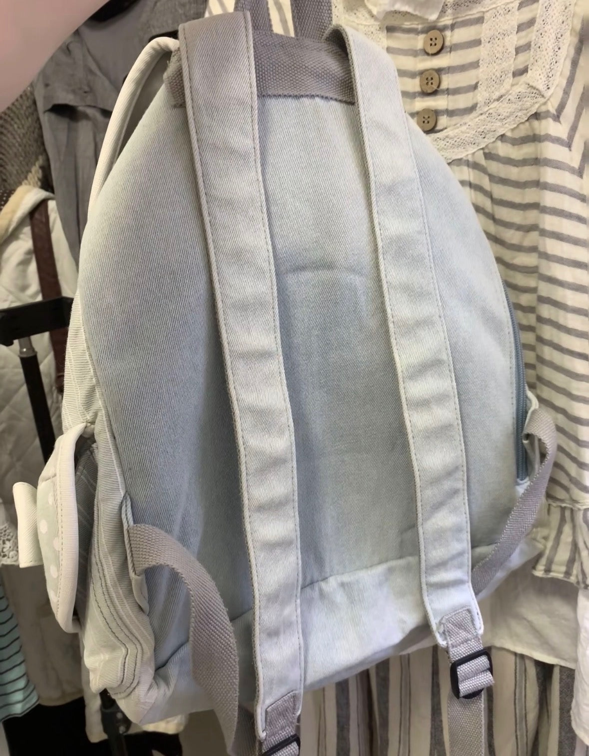 Vintage Heisei Pale White Blue Lace Backpack